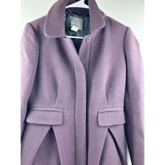J.Crew Classic Lady Day Coat Italian‎ Double Cloth Wool Eggplant Women’s Size 6 - Picture 2 of 6